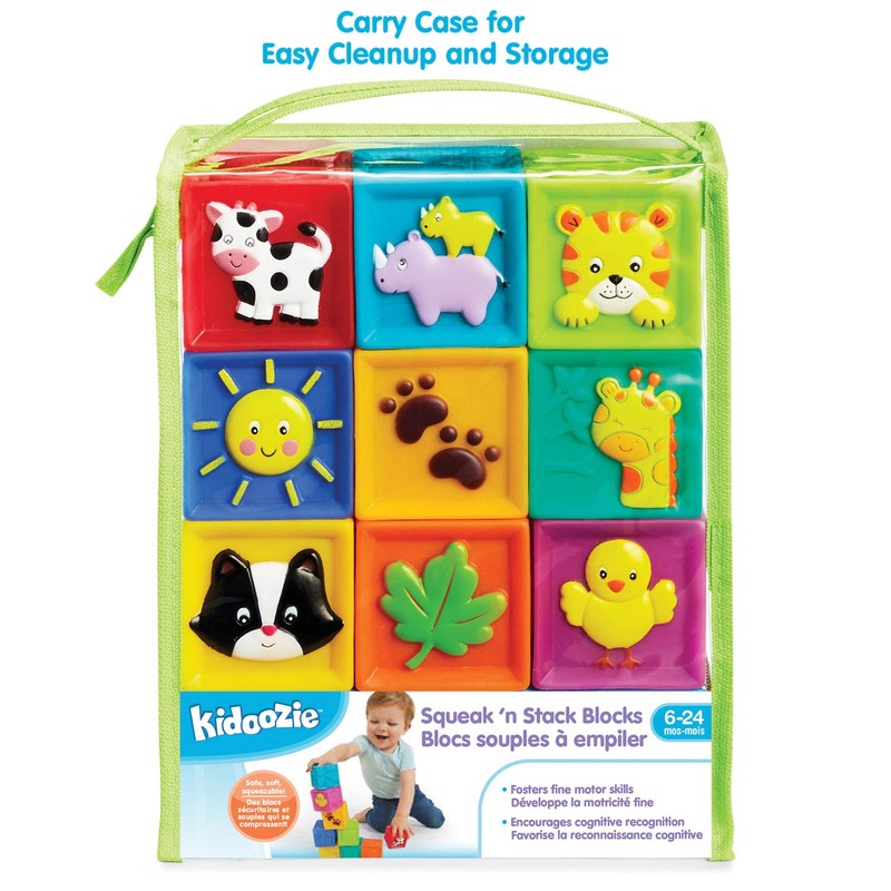 Earlyears Kidoozie Squeak and Stack Blocks Playset for Infants and