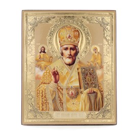 NKlaus 39113 Icon Saint Nicholas Wooden Picture 15 x 18 cm