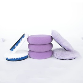 CARROAD Polishing Pads, 4pcs 6" Wool Microfiber Buffing Pad Kits Removing Wax Buffer Pads Wool Cutting Disc Microfiber for DA/RO Car Polisher Polishing,Buffing,Waxing and Cleaning (3 inch)