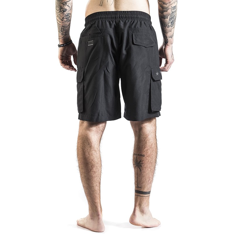 Black Premium by EMP Mens Black Swimming Trunks with Mesh