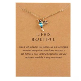 CrownOfRibbons Elegant Gold Humming Bird Necklace for Women, Gift for Bird Lovers, Nature Inspired