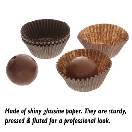 CybrTrayd No.6 Glassine Paper Approximately 14,000 Pieces – 1-1/4” Base, 7/8” Wall Candy Cups, Brown