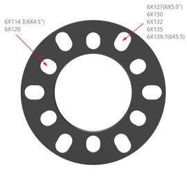 WHEEL CONNECT Wheel Spacer, 10mm Thickness(3/8inch), Fit 6 Lugs Pattern 6x114.3, 6x120, 6x127, 6x130, 6x132, 6x135, 6x139.7,Forged 6061 Aluminum, Anodised Black Surface, Pack of 2.