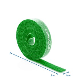 deleyCON 2 m Plant Ties Velcro Cable Ties Velcro Tape Roll 10 mm Wide Cable Management Cable Organiser Velcro Cable Tie Velcro Can Be Cut to Size Green