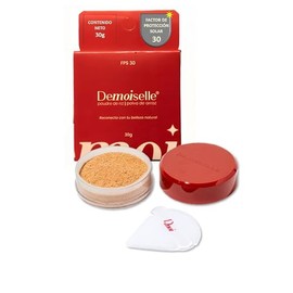 Demoiselle Polvo de Arroz Facial Suelto Traslúcido Medio Topacio con FPS 30 | Acabado Mate | Control de Brillo y Grasa | 30 g