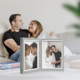Afuly Photo Frame, 2 Sides, 2L Picture Stand, Stylish, Simple, White, Wooden, Foldable, Buddhist Altar, Memorial Photo, Birthday Gift