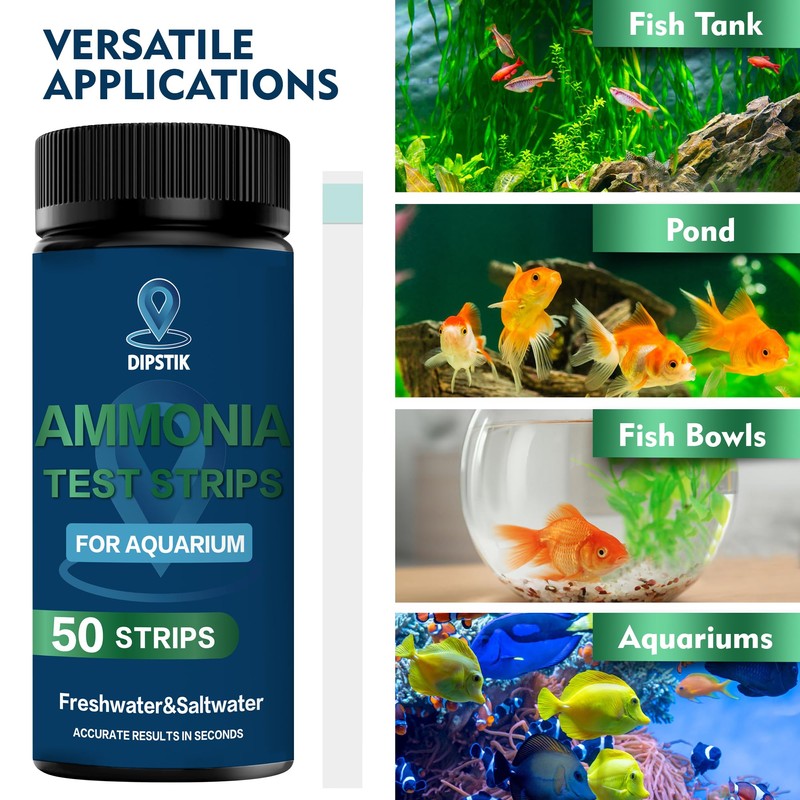 DIPSTIK Ammonia Test Strips for Fish Tank,Feshwater & Saltwater Aquarium