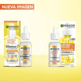 Garnier Express Aclara Sérum Facial con Vitamina C + Niacinamida Anti Manchas, Hidrata, Ilumina, Unifica el Tono y Reduce las Manchas Oscuras, Dejando