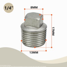 Bwintech 3 Pcs 1/4" Male BSP Stainless Steel 304 Male Cap Hex Socket Pipe Plug Fittings Connector for Pipe Connecting Conversion