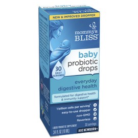 Mommy's Bliss Baby Probiotic Drops, Daily Gas, Constipation, and Colic Symptom Relief + Immune Support, Newborns & Up, 0.34 Fl Oz (30 Servings)