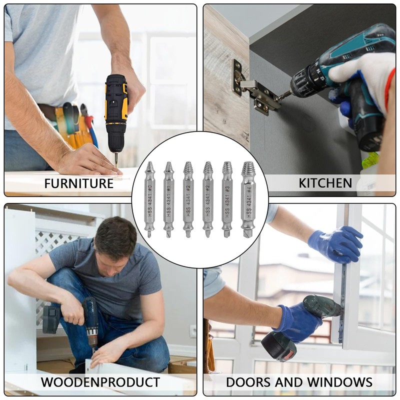 6PCS Damaged Screw Extractor Set, Screw Extractor Set Broken Screw