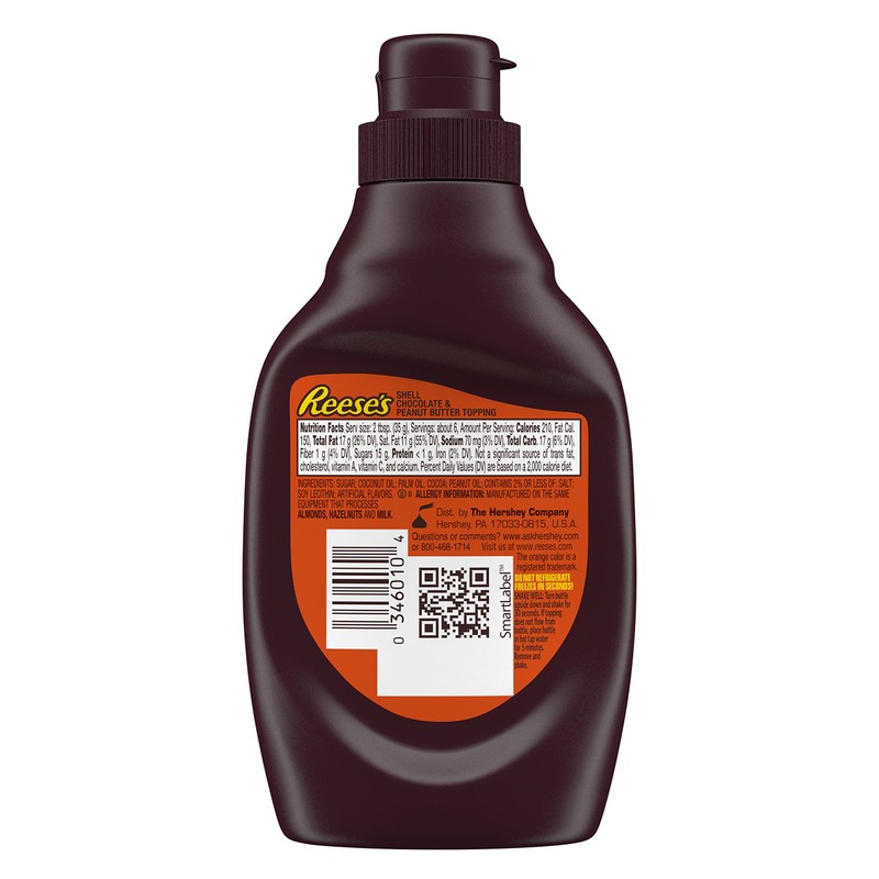 REESE'S Shell Topping (Chocolate and Peanut Butter, 7.25-Ounce Bottles, Pack