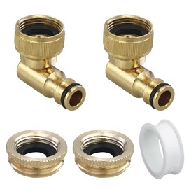 1/2-inch Und 3/4-inch Messing Wasserhahnanschluss, 90° Winkel Innengewinde, Drehbarer Schlauchanschluss 360°, Außenhahn-Anschluss Für Schlauchleitung, Garten Außenschlauch Wasserhahn-Adapter