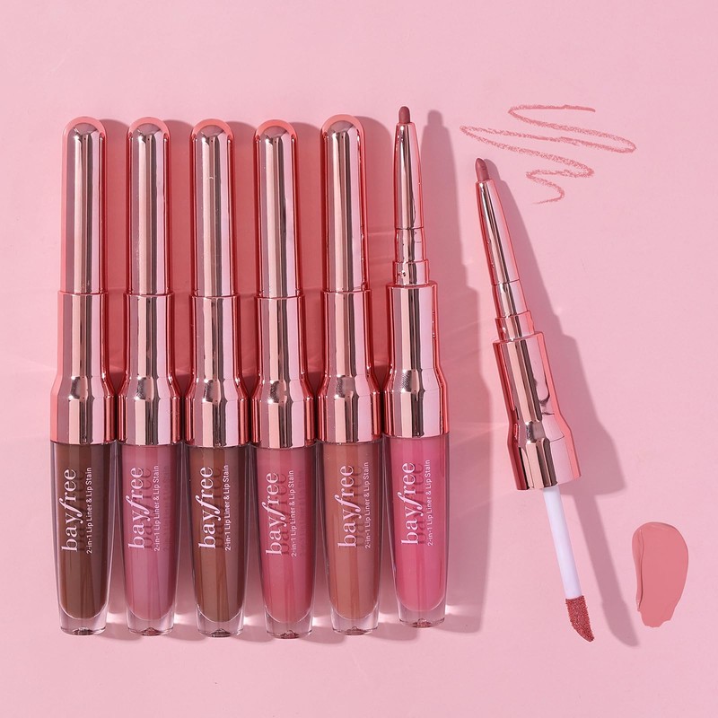bayfree 2-IN-1 Lip Liner and Lip Stain, High Pigmented Long