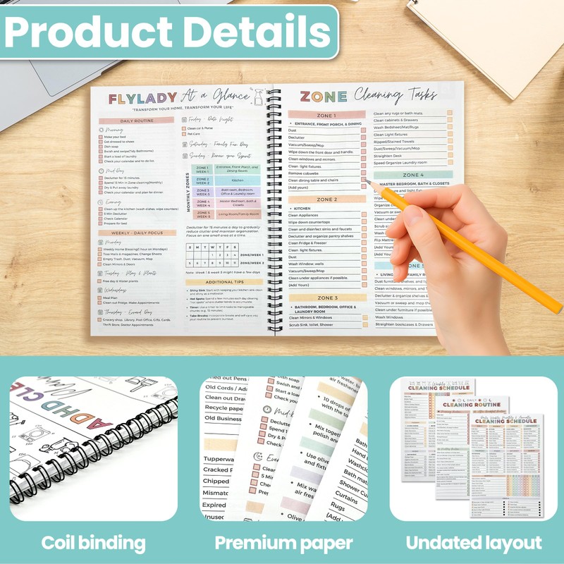 PICKONA ADHD Cleaning Planner Bundle Cleaning Schedule ADHD Planner for