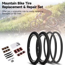 yeesport 2 Pack 20x1.95 Bike Tire and Tube Set,Foldable 20 Inch Bike Tire, 20 x 1.95 Bike Tires & 20x1.95 Bike Tubes with Repair Kit, Mountain Bike Tire Replacement Set with Inner Tubes