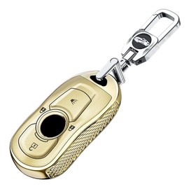 ontto 4-Button Key Fob Case with Keychain Glossy Key Cover Compatible with Buick Verano Regal Lacrosse Encore GX Envision Enclave Cascada GL8 Tourx Car Accessories,Gold