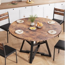 Jocoevol Round Dining Table for 4,Kitchen Dining Room Circle Dinner Pedestal Table,Space Saving Wood Kitchen & Dining Room Furniture (Vintage, 42In)