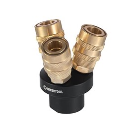 INTERTOOL 3-Way Round Air Splitter Manifold, 1/4-inch Female NPT, With Quick Coupler Connectors, W-Type PT08-1853