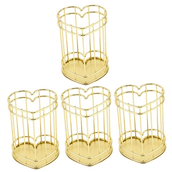Ciieeo 4pcs Metal Brush Pot Pen Holder for Desk Cosmetics