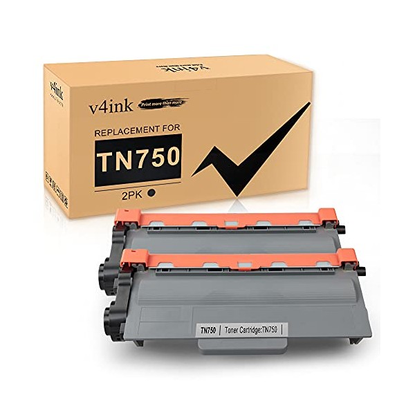 V4INK 2-Pack Compatible Toner Cartridge Replacement for Brother TN-750 TN750