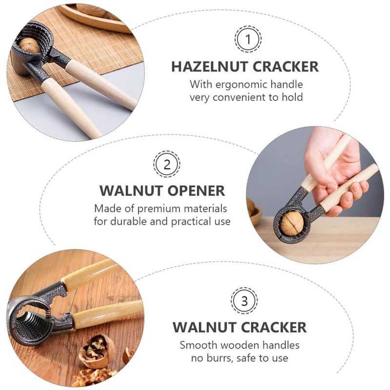 Ciieeo 1pc Walnut Cracker with Ergonomic Wooden Handle Multifunctional Nut