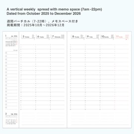 MARK'STYLE B6 Weekly Vertical Planner 15 Months (Oct. 2025 – Dec. 2026) with Soft Transparent PVC Cover,Refillable, Pocketed, for Daily Organizing & Planning (Navy(Cat))
