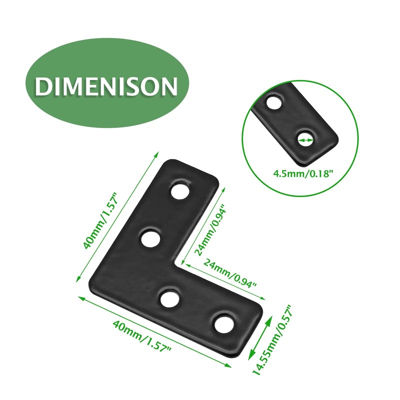 Uenhoy 20 Pcs L Shape Flat Mending Plates 40mm x