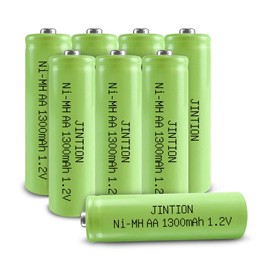 JINTION Ni-MH AA Rechargeable Batteries, Double A High Capacity 1.2V 1300mAh Rechargeable AA Battery for Solar Lights Toys Lantern Home Device, 8 Pack