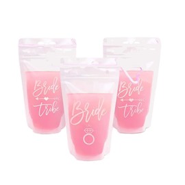 JGA Drinking Bag 300 ml | Hen Party Folding Bottle | Team Bride Drinking Bottle | Party Drinks | Alcohol Drink Bottle | Bridesmaid | Zipper Drinking Bag | Festival | Drinking Pack