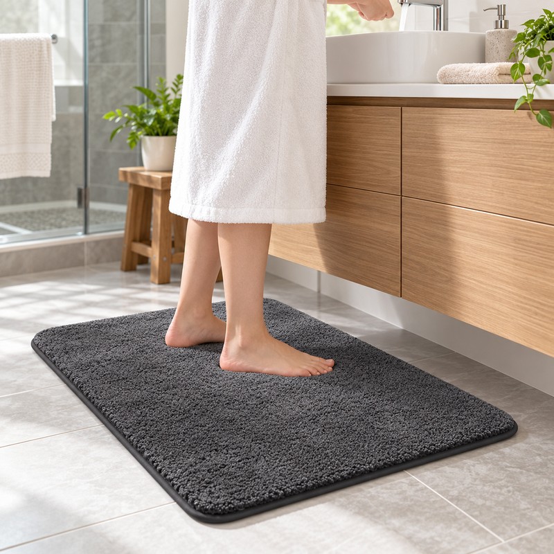 Ultra Soft Absorbent Bathmat – Thick Plush Microfiber Non-Slip Bathroom