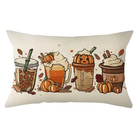 Ogiselestyle Fall Pumpkin Lumbar Throw Pillow Cover 12x20 Inch, Farmhouse Autumn Thanksgiving Harvest Decoration for Home Sofa Couch