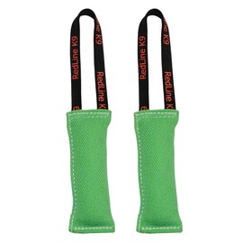 Redline K9 French Linen Tug Toy (3" x 8") 1 Handle- Bundle of 2 Dog Tug Toy (Green)