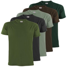 ALPIDEX Men's T-Shirts Set of 5 Crew Neck Plain S M L XL XXL 3XL 4XL 5XL, Forest