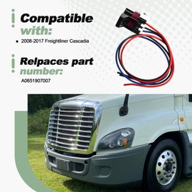 Front Turn Signal Lights Connector Wiring Harness 3 Pin with Pigtail Plug Compatible with 2008-2017 Freightliner Cascadia Replace A0651907007