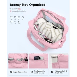 Gym Bag for Women, Travel Duffle Bags with Wet Pocket, Lightweight Carry on Bag Overnight Weekender Duffel Bag, Water Resistant (Bright Pink)