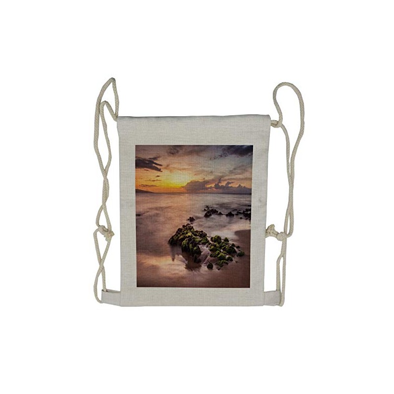 Lunarable Beach Drawstring Backpack, Wailea Maui Warm Sunset, Sackpack Bag