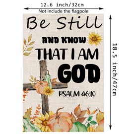 Fall Garden Flag Christian Flags Be Still Vertical Double Sided Welcome Flags Seasonal Aumtumn Decorations for Farmhouse Yard Lawn 12.5 x 18 Inch