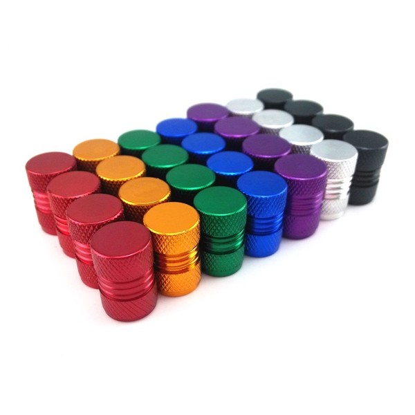 yueton 28pcs Colorful Aluminum Wheel Hub Shape Bicycle Bike Tire American Style Schrader Valve Caps Dust Covers
