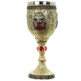 Puckator Decorative Gold Egyptian Goblet I Egypt Ian Themed - Home Decoration - Wine Goblet - Fantasy Decorative Home Accessories - Stainless Steel - Resin