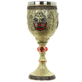 Puckator Decorative Gold Egyptian Goblet I Egypt Ian Themed - Home Decoration - Wine Goblet - Fantasy Decorative Home Accessories - Stainless Steel - Resin