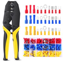Crimping Tool Ratcheting Wire Crimping Pliers Kit for AWG 10-22 (0.5-6.0mm²) with 260 PCS 30 Types of Insulated Crimp Terminals