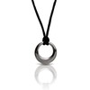 Polished Stainless Steel Eternity Circle Cremation Urn Pendant with Cord.