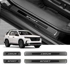 Bercicci 4PCS Door Sill Protector for Honda Pilot 2003-2025 Accessories Stainless Steel Automotive Front and Rear Door Entry Guard Protector Trim (Carbon Fiber)