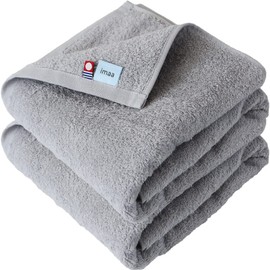 imaa Imabari Towel, Certified, Fluffy Bath Towel, Thin, Absorbent, Quick Drying, Made in Japan, Set of 2, 100% Cotton, Gray