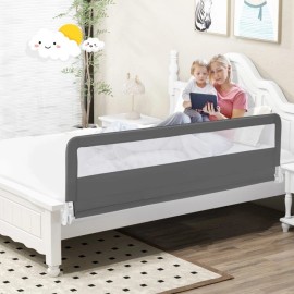 Costway 71" Foldable Adjustable Extra Long Bed Rail Guard Bed Guardrail w/Safety Straps