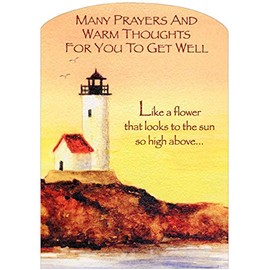 Designer Greetings Lighthouse Many Prayers Religious Die Cut Z-Fold Get Well Card