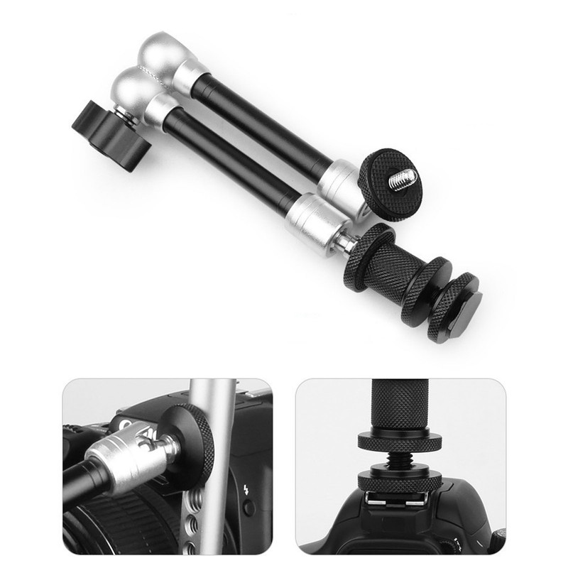 Camera Articulating Arm 11inch Silver Aluminium Alloy Photography Accessory for