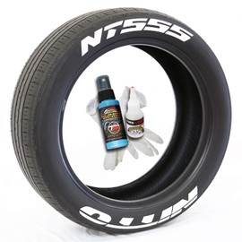 Tire Stickers Nitto NT555 - Permanent DIY Glue On White Tire Lettering Kit with Glue & 2oz Touch-Up Cleaner / 17-18 Inch Wheels / 1.25 Inches/White / 4 Pack