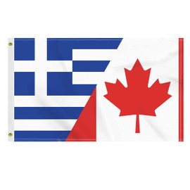 3×5 FT Canada Greece Flag, Large 100D Canadian Greek Friendship National Outdoor Banner,Doube Side Printing Decor For Patio Garden With Brass Gromment